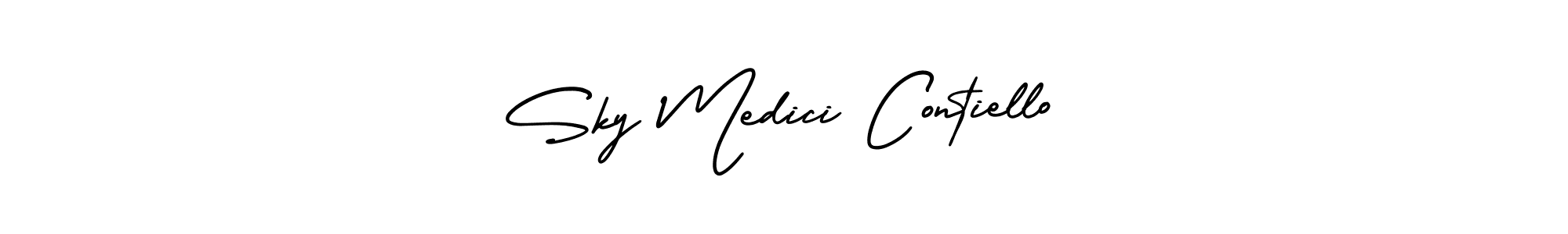 The best way (AmerikaSignatureDemo-Regular) to make a short signature is to pick only two or three words in your name. The name Sky Medici Contiello include a total of six letters. For converting this name. Sky Medici Contiello signature style 3 images and pictures png