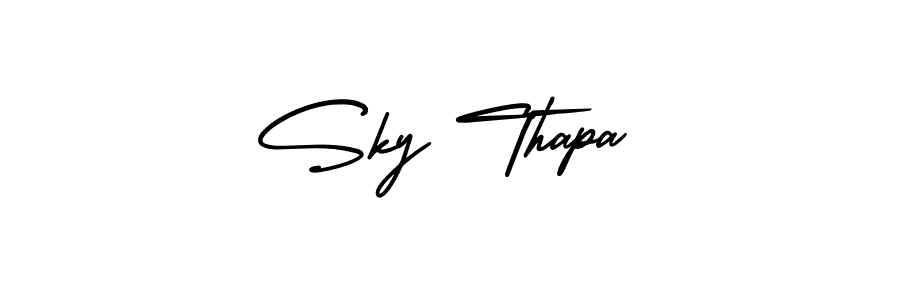 It looks lik you need a new signature style for name Sky Thapa. Design unique handwritten (AmerikaSignatureDemo-Regular) signature with our free signature maker in just a few clicks. Sky Thapa signature style 3 images and pictures png