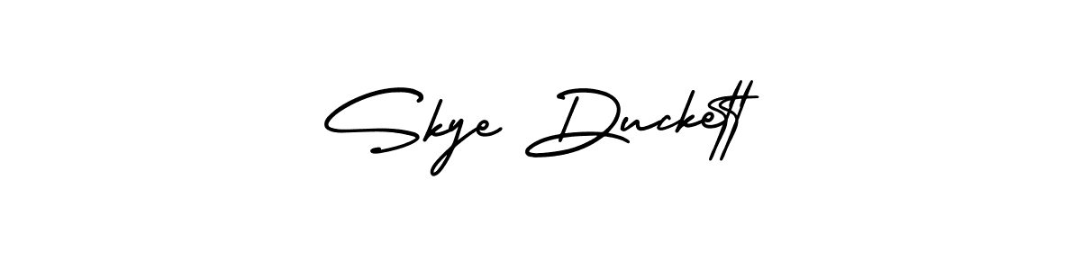 This is the best signature style for the Skye Duckett name. Also you like these signature font (AmerikaSignatureDemo-Regular). Mix name signature. Skye Duckett signature style 3 images and pictures png