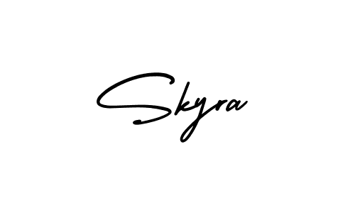 Make a beautiful signature design for name Skyra. With this signature (AmerikaSignatureDemo-Regular) style, you can create a handwritten signature for free. Skyra signature style 3 images and pictures png