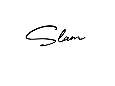 Make a beautiful signature design for name Slam. With this signature (AmerikaSignatureDemo-Regular) style, you can create a handwritten signature for free. Slam signature style 3 images and pictures png