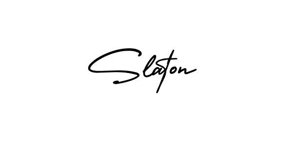Use a signature maker to create a handwritten signature online. With this signature software, you can design (AmerikaSignatureDemo-Regular) your own signature for name Slaton. Slaton signature style 3 images and pictures png