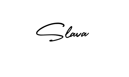 How to make Slava name signature. Use AmerikaSignatureDemo-Regular style for creating short signs online. This is the latest handwritten sign. Slava signature style 3 images and pictures png