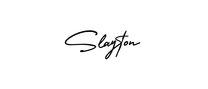 How to make Slayton name signature. Use AmerikaSignatureDemo-Regular style for creating short signs online. This is the latest handwritten sign. Slayton signature style 3 images and pictures png