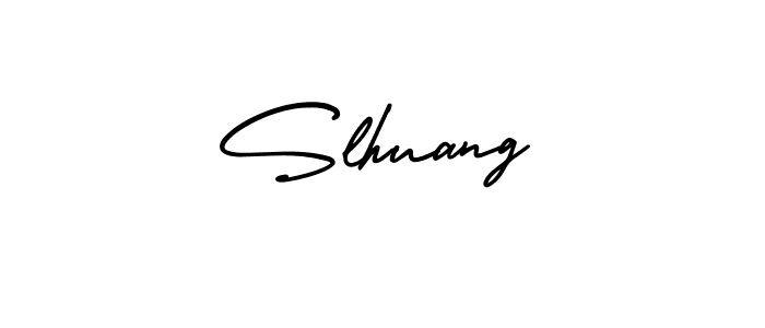 You should practise on your own different ways (AmerikaSignatureDemo-Regular) to write your name (Slhuang) in signature. don't let someone else do it for you. Slhuang signature style 3 images and pictures png
