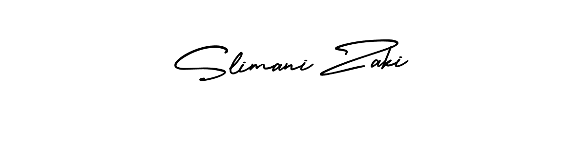 The best way (AmerikaSignatureDemo-Regular) to make a short signature is to pick only two or three words in your name. The name Slimani Zaki include a total of six letters. For converting this name. Slimani Zaki signature style 3 images and pictures png