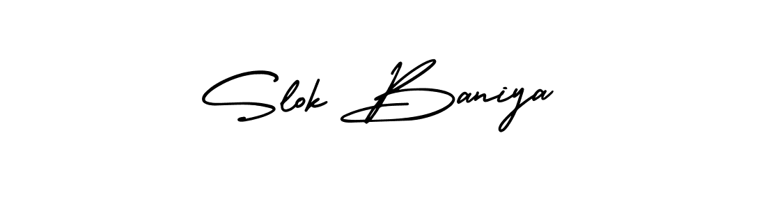 It looks lik you need a new signature style for name Slok Baniya. Design unique handwritten (AmerikaSignatureDemo-Regular) signature with our free signature maker in just a few clicks. Slok Baniya signature style 3 images and pictures png