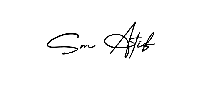 You should practise on your own different ways (AmerikaSignatureDemo-Regular) to write your name (Sm Atif) in signature. don't let someone else do it for you. Sm Atif signature style 3 images and pictures png