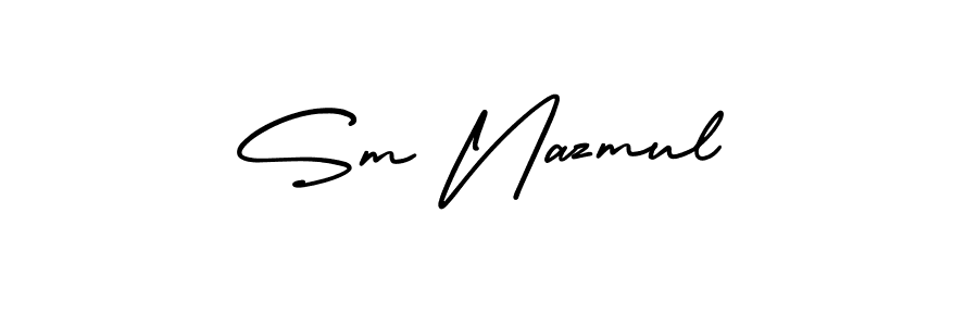 How to make Sm Nazmul name signature. Use AmerikaSignatureDemo-Regular style for creating short signs online. This is the latest handwritten sign. Sm Nazmul signature style 3 images and pictures png