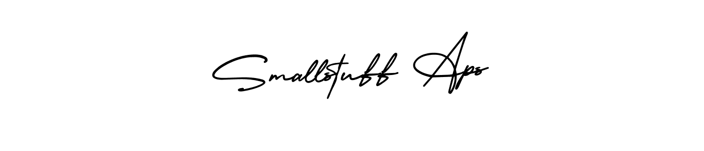 You should practise on your own different ways (AmerikaSignatureDemo-Regular) to write your name (Smallstuff Aps) in signature. don't let someone else do it for you. Smallstuff Aps signature style 3 images and pictures png