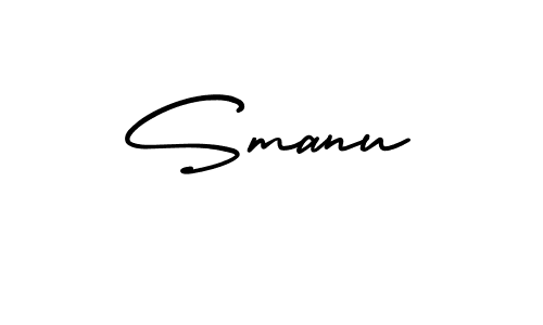 How to make Smanu name signature. Use AmerikaSignatureDemo-Regular style for creating short signs online. This is the latest handwritten sign. Smanu signature style 3 images and pictures png