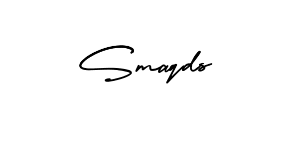 The best way (AmerikaSignatureDemo-Regular) to make a short signature is to pick only two or three words in your name. The name Smaqds include a total of six letters. For converting this name. Smaqds signature style 3 images and pictures png