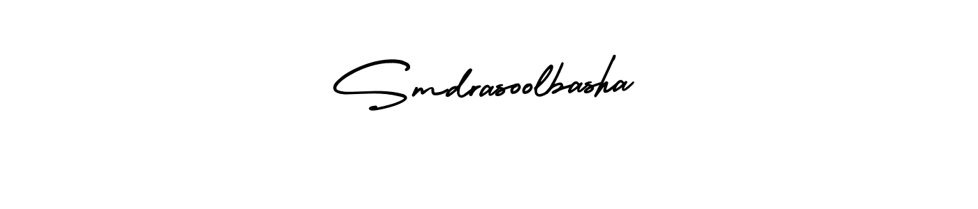 How to make Smdrasoolbasha name signature. Use AmerikaSignatureDemo-Regular style for creating short signs online. This is the latest handwritten sign. Smdrasoolbasha signature style 3 images and pictures png