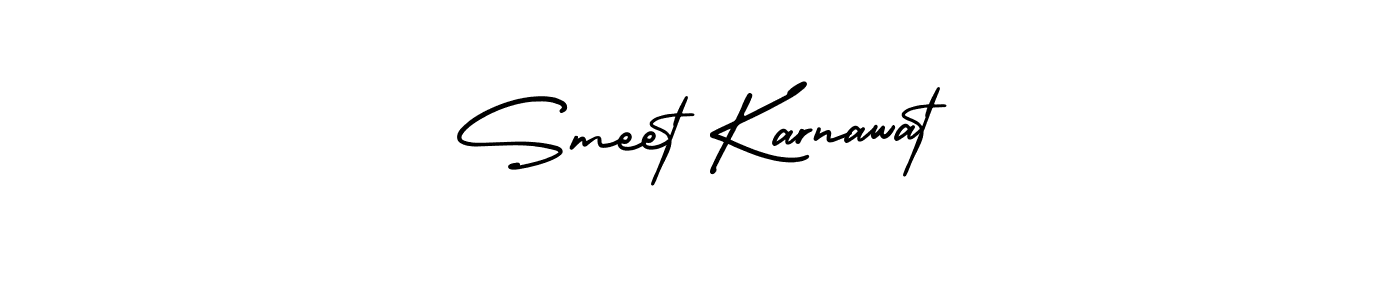 Make a short Smeet Karnawat signature style. Manage your documents anywhere anytime using AmerikaSignatureDemo-Regular. Create and add eSignatures, submit forms, share and send files easily. Smeet Karnawat signature style 3 images and pictures png