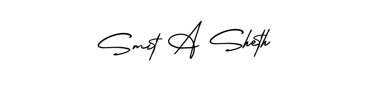 You should practise on your own different ways (AmerikaSignatureDemo-Regular) to write your name (Smit A Sheth) in signature. don't let someone else do it for you. Smit A Sheth signature style 3 images and pictures png