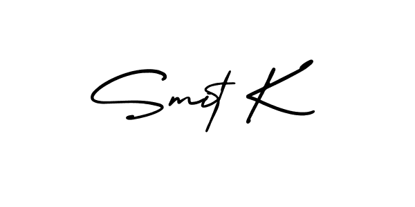 Make a beautiful signature design for name Smit K. With this signature (AmerikaSignatureDemo-Regular) style, you can create a handwritten signature for free. Smit K signature style 3 images and pictures png