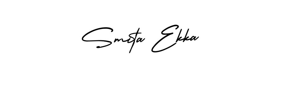 The best way (AmerikaSignatureDemo-Regular) to make a short signature is to pick only two or three words in your name. The name Smita Ekka include a total of six letters. For converting this name. Smita Ekka signature style 3 images and pictures png