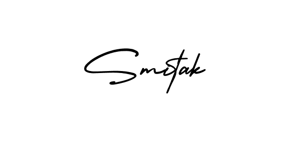 The best way (AmerikaSignatureDemo-Regular) to make a short signature is to pick only two or three words in your name. The name Smitak include a total of six letters. For converting this name. Smitak signature style 3 images and pictures png