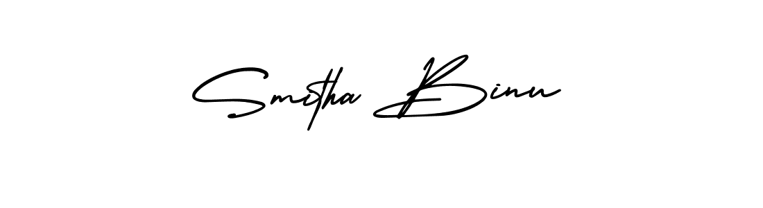 Make a beautiful signature design for name Smitha Binu. With this signature (AmerikaSignatureDemo-Regular) style, you can create a handwritten signature for free. Smitha Binu signature style 3 images and pictures png