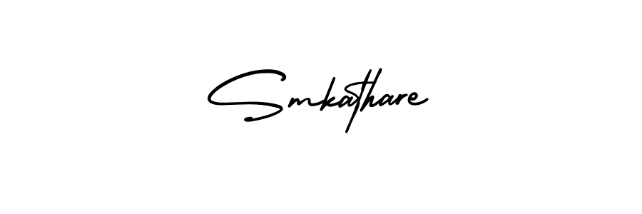 The best way (AmerikaSignatureDemo-Regular) to make a short signature is to pick only two or three words in your name. The name Smkathare include a total of six letters. For converting this name. Smkathare signature style 3 images and pictures png