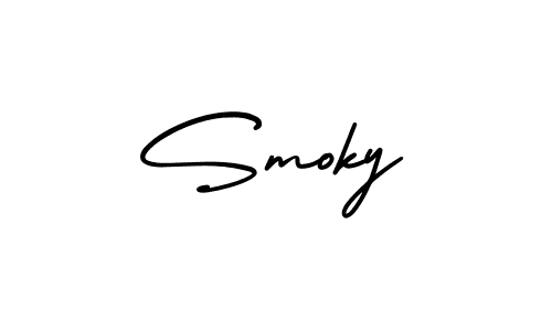 You should practise on your own different ways (AmerikaSignatureDemo-Regular) to write your name (Smoky) in signature. don't let someone else do it for you. Smoky signature style 3 images and pictures png