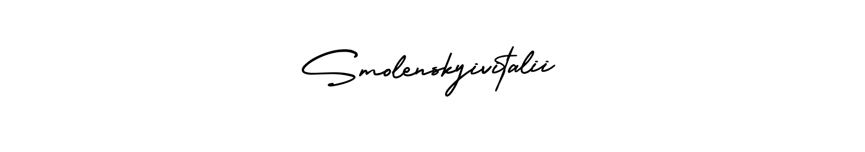 This is the best signature style for the Smolenskyivitalii name. Also you like these signature font (AmerikaSignatureDemo-Regular). Mix name signature. Smolenskyivitalii signature style 3 images and pictures png