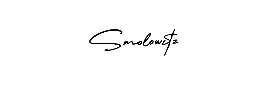 You should practise on your own different ways (AmerikaSignatureDemo-Regular) to write your name (Smolowitz) in signature. don't let someone else do it for you. Smolowitz signature style 3 images and pictures png