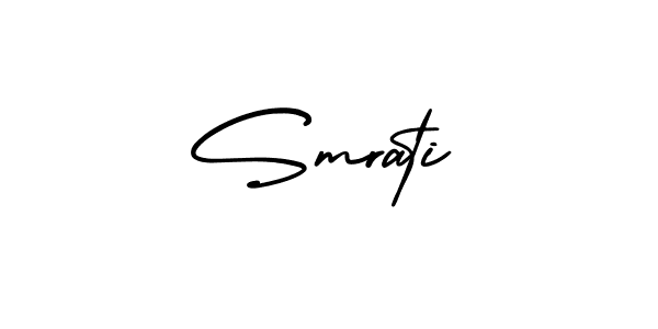 The best way (AmerikaSignatureDemo-Regular) to make a short signature is to pick only two or three words in your name. The name Smrati include a total of six letters. For converting this name. Smrati signature style 3 images and pictures png