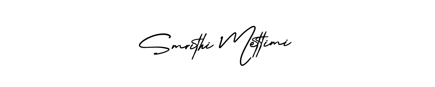 How to make Smrithi Mettimi name signature. Use AmerikaSignatureDemo-Regular style for creating short signs online. This is the latest handwritten sign. Smrithi Mettimi signature style 3 images and pictures png