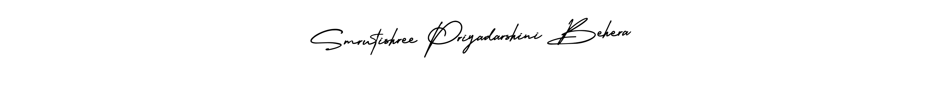 This is the best signature style for the Smrutishree Priyadarshini Behera name. Also you like these signature font (AmerikaSignatureDemo-Regular). Mix name signature. Smrutishree Priyadarshini Behera signature style 3 images and pictures png