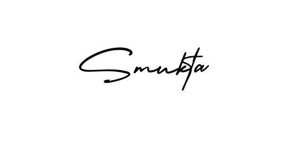 You should practise on your own different ways (AmerikaSignatureDemo-Regular) to write your name (Smukta) in signature. don't let someone else do it for you. Smukta signature style 3 images and pictures png
