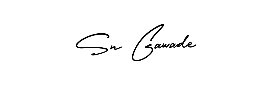The best way (AmerikaSignatureDemo-Regular) to make a short signature is to pick only two or three words in your name. The name Sn Gawade include a total of six letters. For converting this name. Sn Gawade signature style 3 images and pictures png