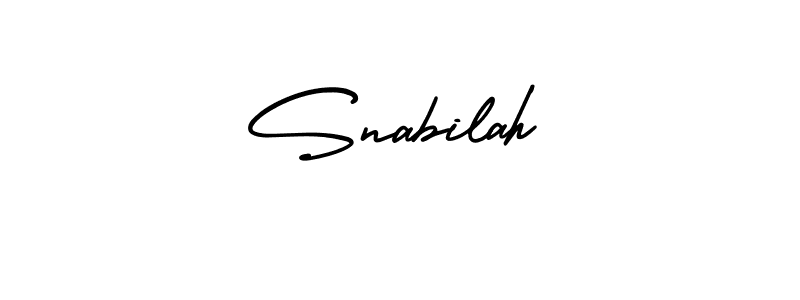 The best way (AmerikaSignatureDemo-Regular) to make a short signature is to pick only two or three words in your name. The name Snabilah include a total of six letters. For converting this name. Snabilah signature style 3 images and pictures png