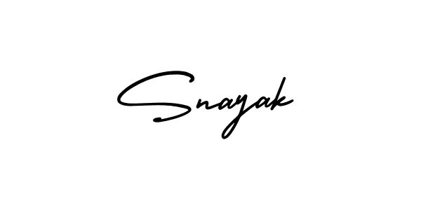 You should practise on your own different ways (AmerikaSignatureDemo-Regular) to write your name (Snayak) in signature. don't let someone else do it for you. Snayak signature style 3 images and pictures png