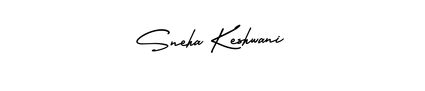 You should practise on your own different ways (AmerikaSignatureDemo-Regular) to write your name (Sneha Keshwani) in signature. don't let someone else do it for you. Sneha Keshwani signature style 3 images and pictures png