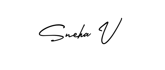 Use a signature maker to create a handwritten signature online. With this signature software, you can design (AmerikaSignatureDemo-Regular) your own signature for name Sneha V. Sneha V signature style 3 images and pictures png