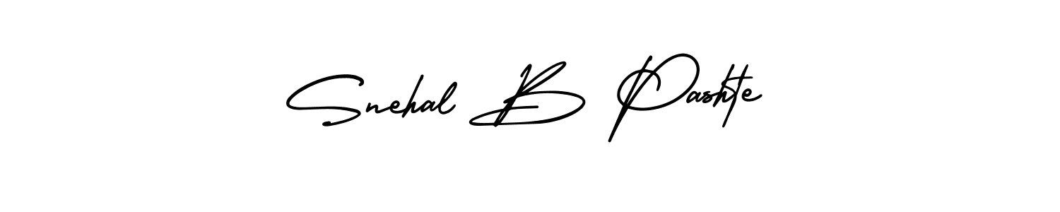 The best way (AmerikaSignatureDemo-Regular) to make a short signature is to pick only two or three words in your name. The name Snehal B Pashte include a total of six letters. For converting this name. Snehal B Pashte signature style 3 images and pictures png