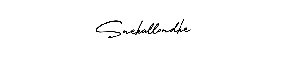 How to make Snehallondhe name signature. Use AmerikaSignatureDemo-Regular style for creating short signs online. This is the latest handwritten sign. Snehallondhe signature style 3 images and pictures png