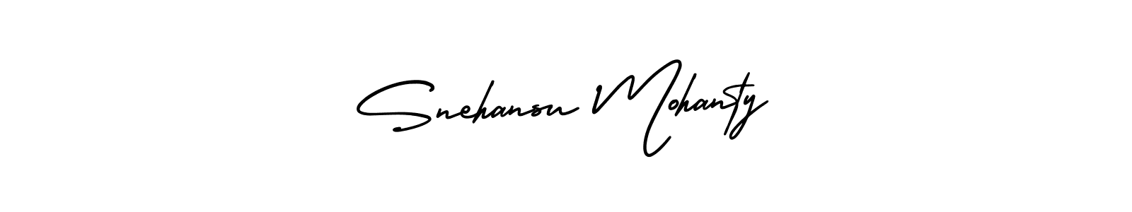 The best way (AmerikaSignatureDemo-Regular) to make a short signature is to pick only two or three words in your name. The name Snehansu Mohanty include a total of six letters. For converting this name. Snehansu Mohanty signature style 3 images and pictures png