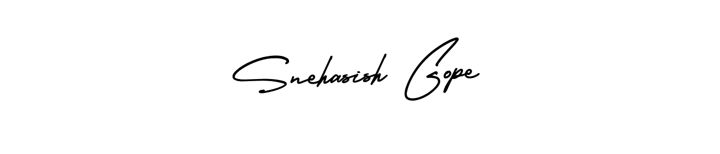 The best way (AmerikaSignatureDemo-Regular) to make a short signature is to pick only two or three words in your name. The name Snehasish Gope include a total of six letters. For converting this name. Snehasish Gope signature style 3 images and pictures png