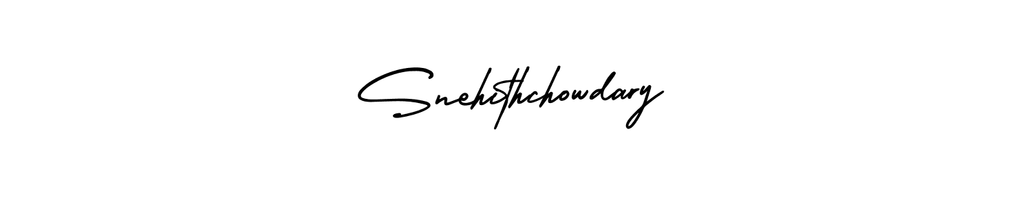 You should practise on your own different ways (AmerikaSignatureDemo-Regular) to write your name (Snehithchowdary) in signature. don't let someone else do it for you. Snehithchowdary signature style 3 images and pictures png