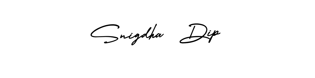 This is the best signature style for the Snigdha  Dip name. Also you like these signature font (AmerikaSignatureDemo-Regular). Mix name signature. Snigdha  Dip signature style 3 images and pictures png