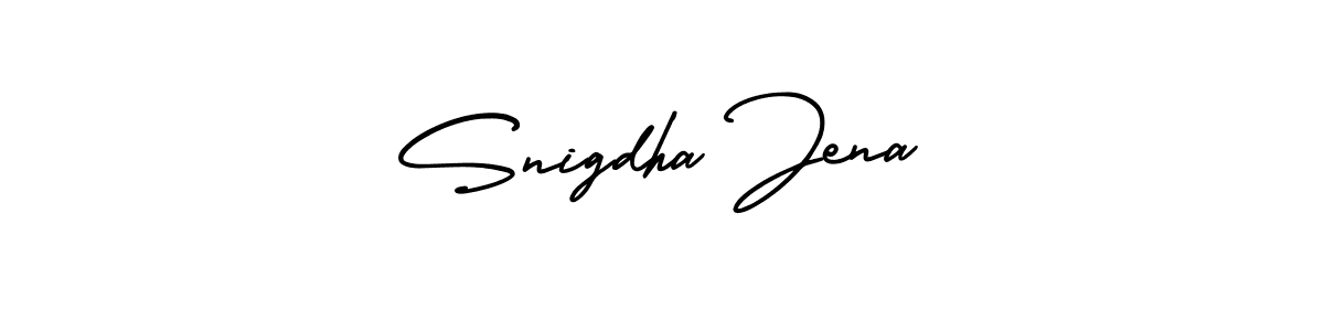 The best way (AmerikaSignatureDemo-Regular) to make a short signature is to pick only two or three words in your name. The name Snigdha Jena include a total of six letters. For converting this name. Snigdha Jena signature style 3 images and pictures png