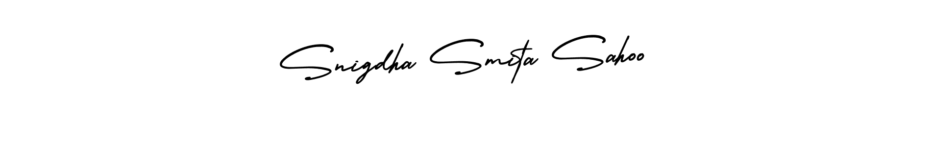 Snigdha Smita Sahoo stylish signature style. Best Handwritten Sign (AmerikaSignatureDemo-Regular) for my name. Handwritten Signature Collection Ideas for my name Snigdha Smita Sahoo. Snigdha Smita Sahoo signature style 3 images and pictures png