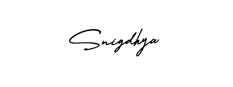 You should practise on your own different ways (AmerikaSignatureDemo-Regular) to write your name (Snigdhya) in signature. don't let someone else do it for you. Snigdhya signature style 3 images and pictures png
