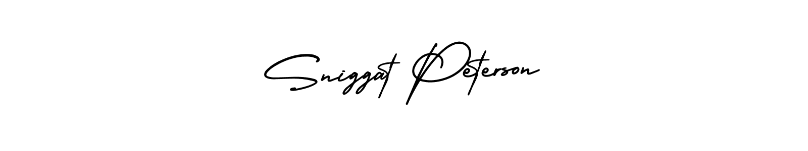 The best way (AmerikaSignatureDemo-Regular) to make a short signature is to pick only two or three words in your name. The name Sniggat Peterson include a total of six letters. For converting this name. Sniggat Peterson signature style 3 images and pictures png