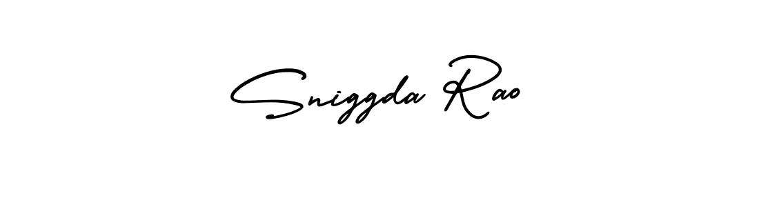 The best way (AmerikaSignatureDemo-Regular) to make a short signature is to pick only two or three words in your name. The name Sniggda Rao include a total of six letters. For converting this name. Sniggda Rao signature style 3 images and pictures png