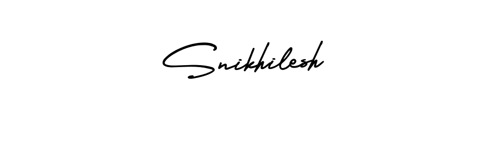 How to make Snikhilesh name signature. Use AmerikaSignatureDemo-Regular style for creating short signs online. This is the latest handwritten sign. Snikhilesh signature style 3 images and pictures png