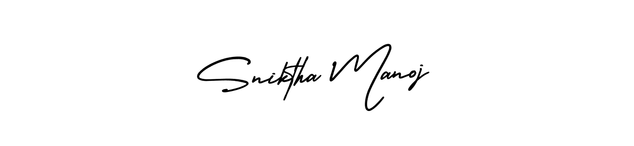 Also we have Sniktha Manoj name is the best signature style. Create professional handwritten signature collection using AmerikaSignatureDemo-Regular autograph style. Sniktha Manoj signature style 3 images and pictures png