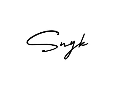 The best way (AmerikaSignatureDemo-Regular) to make a short signature is to pick only two or three words in your name. The name Snyk include a total of six letters. For converting this name. Snyk signature style 3 images and pictures png